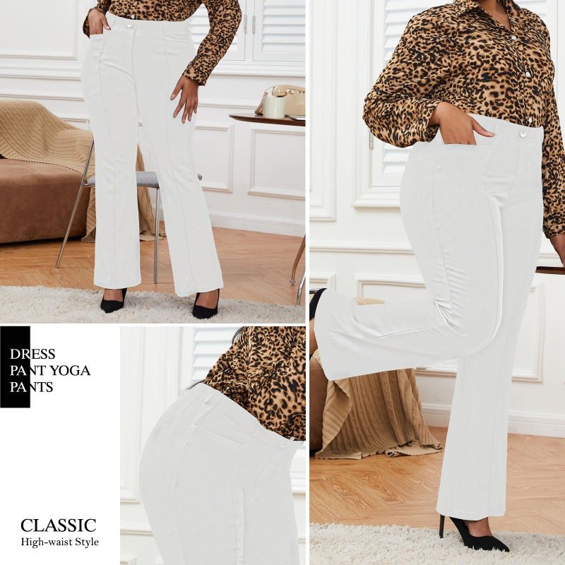 DGD Wrinkle-Free Stretch Dress Pants Plus Size for Women Pull-on Pant Ease into Comfort Office Pant Stone XL - Image 4