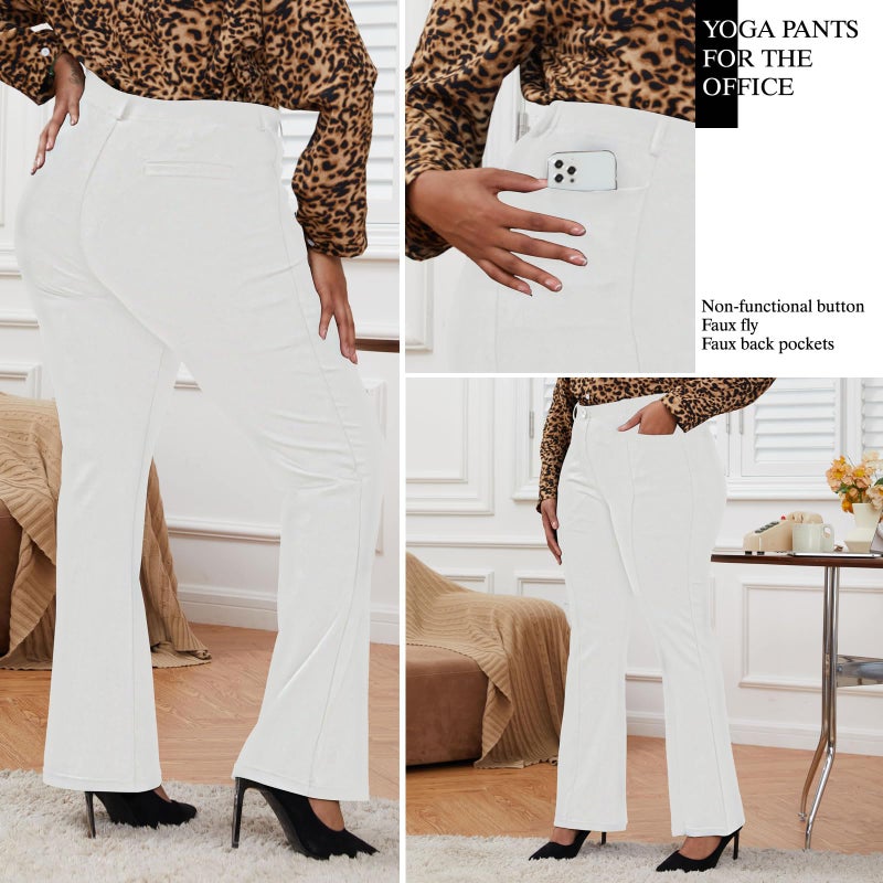 DGD Wrinkle-Free Stretch Dress Pants Plus Size for Women Pull-on Pant Ease into Comfort Office Pant Stone XL - Image 3