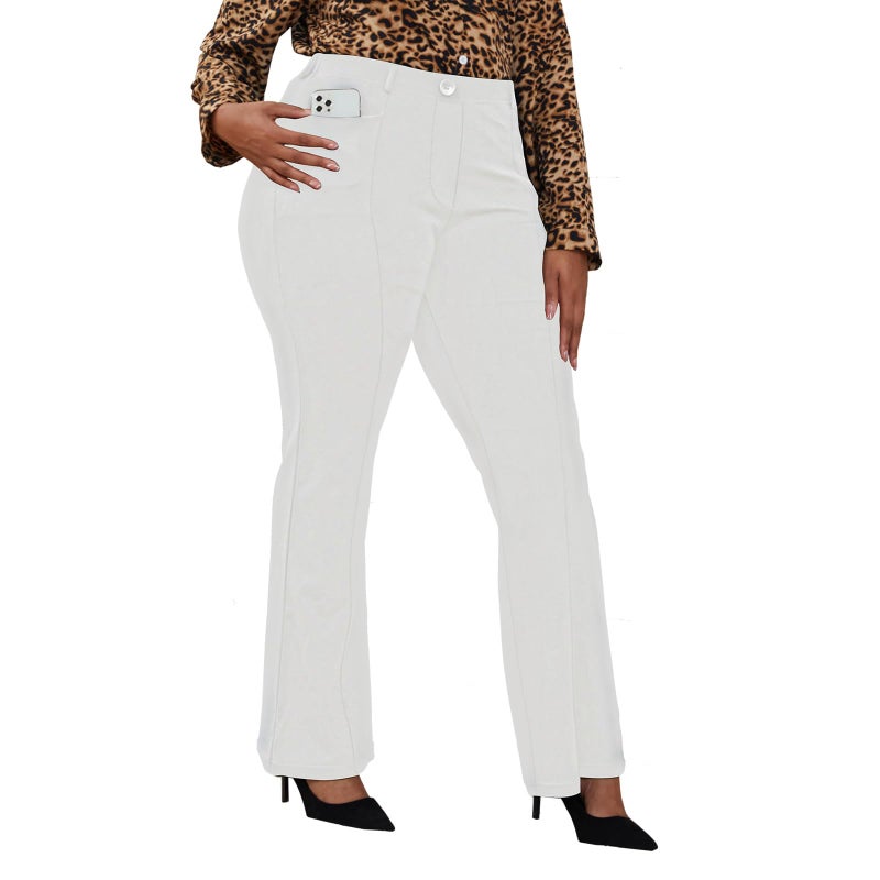 DGD Wrinkle-Free Stretch Dress Pants Plus Size for Women Pull-on Pant Ease into Comfort Office Pant Stone XL - Image 1