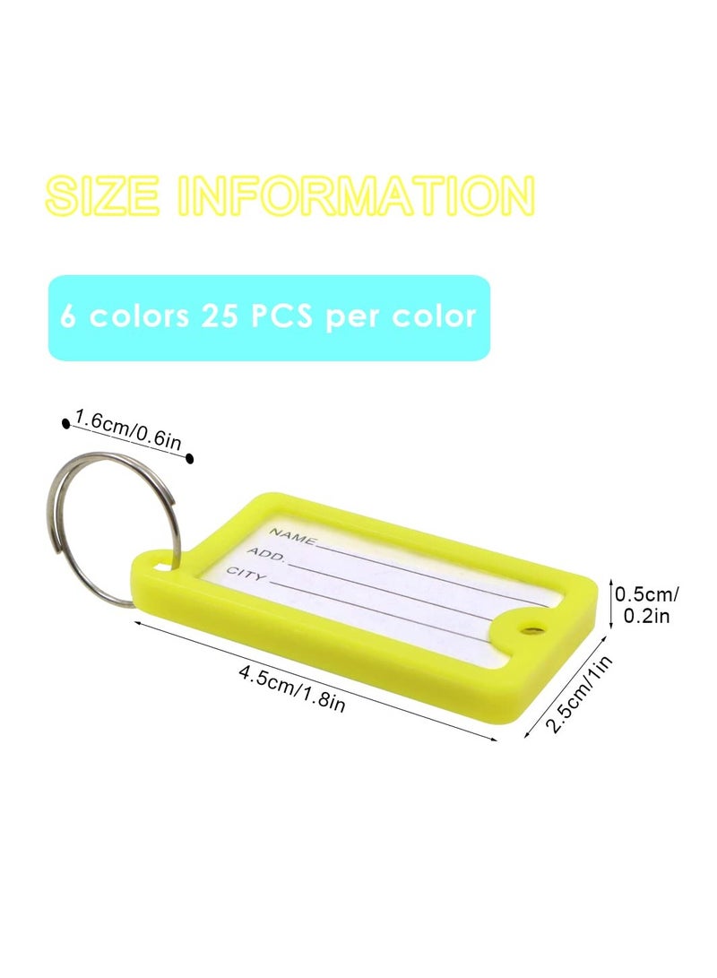 150 Plastic Key Tags with Label Windows in 6 Colors Ideal for Home Office Travel Organization - Image 2