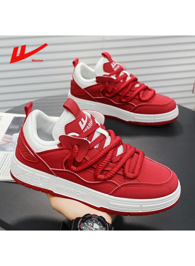 Pull Back Huili Men's Shoes, Breathable Sneakers, Fashionable Versatile Thick-soled Heightening Loafers, Men's Sports Casual Shoes, Red, Size 42 - Image 1
