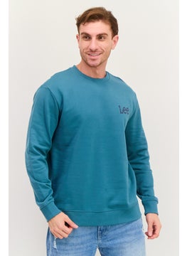 LEE Men Crew Neck Brand Logo Long Sleeves Sweatshirt, Sage Green  - Image 1
