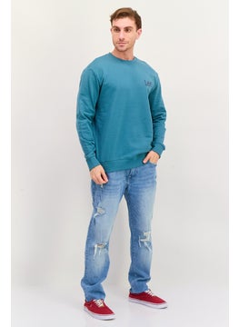 LEE Men Crew Neck Brand Logo Long Sleeves Sweatshirt, Sage Green  - Image 4