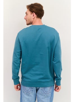 LEE Men Crew Neck Brand Logo Long Sleeves Sweatshirt, Sage Green  - Image 3