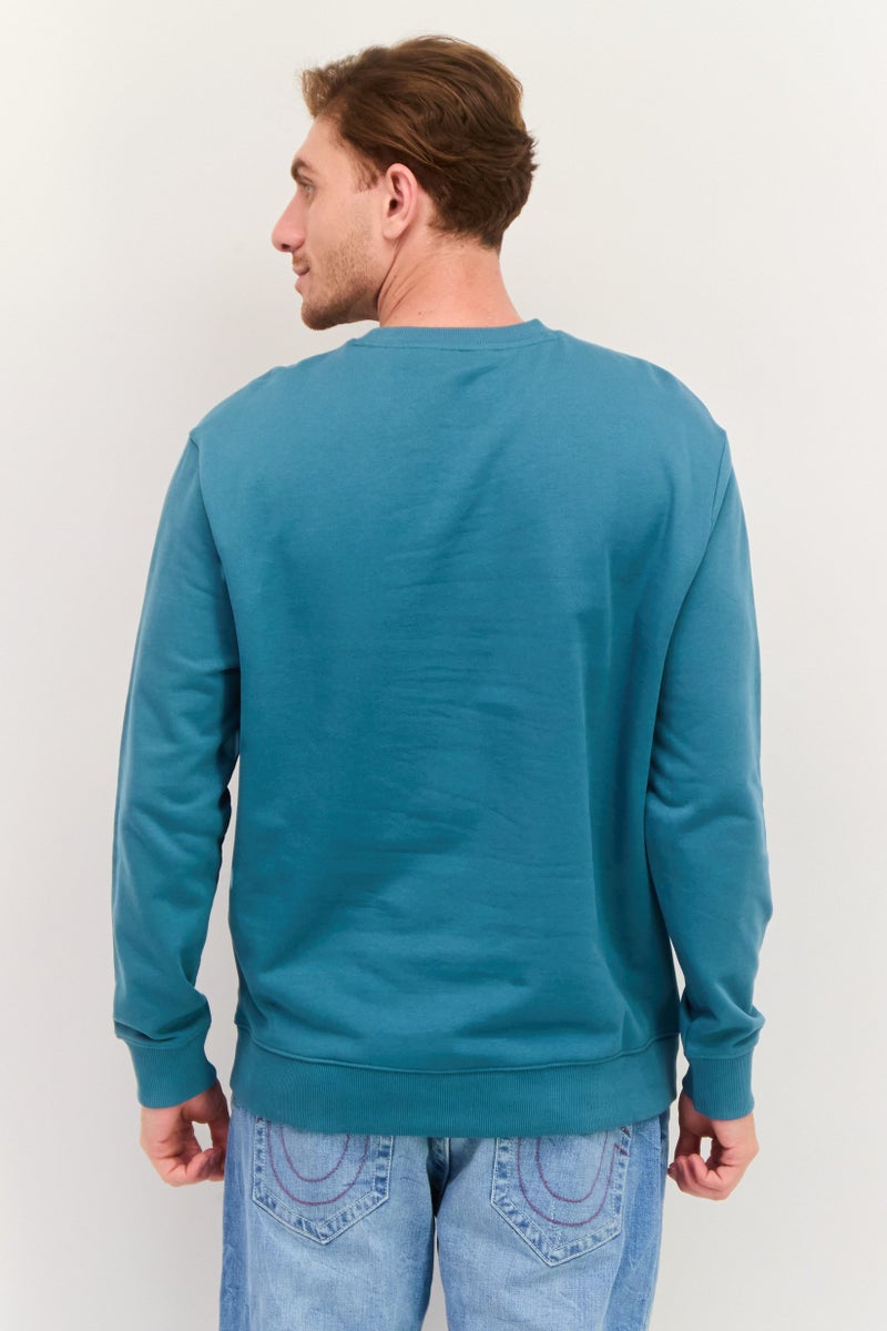 LEE Men Crew Neck Brand Logo Long Sleeves Sweatshirt, Sage Green - Image 3