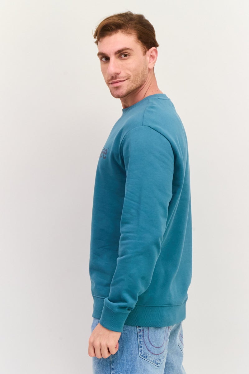 LEE Men Crew Neck Brand Logo Long Sleeves Sweatshirt, Sage Green - Image 2