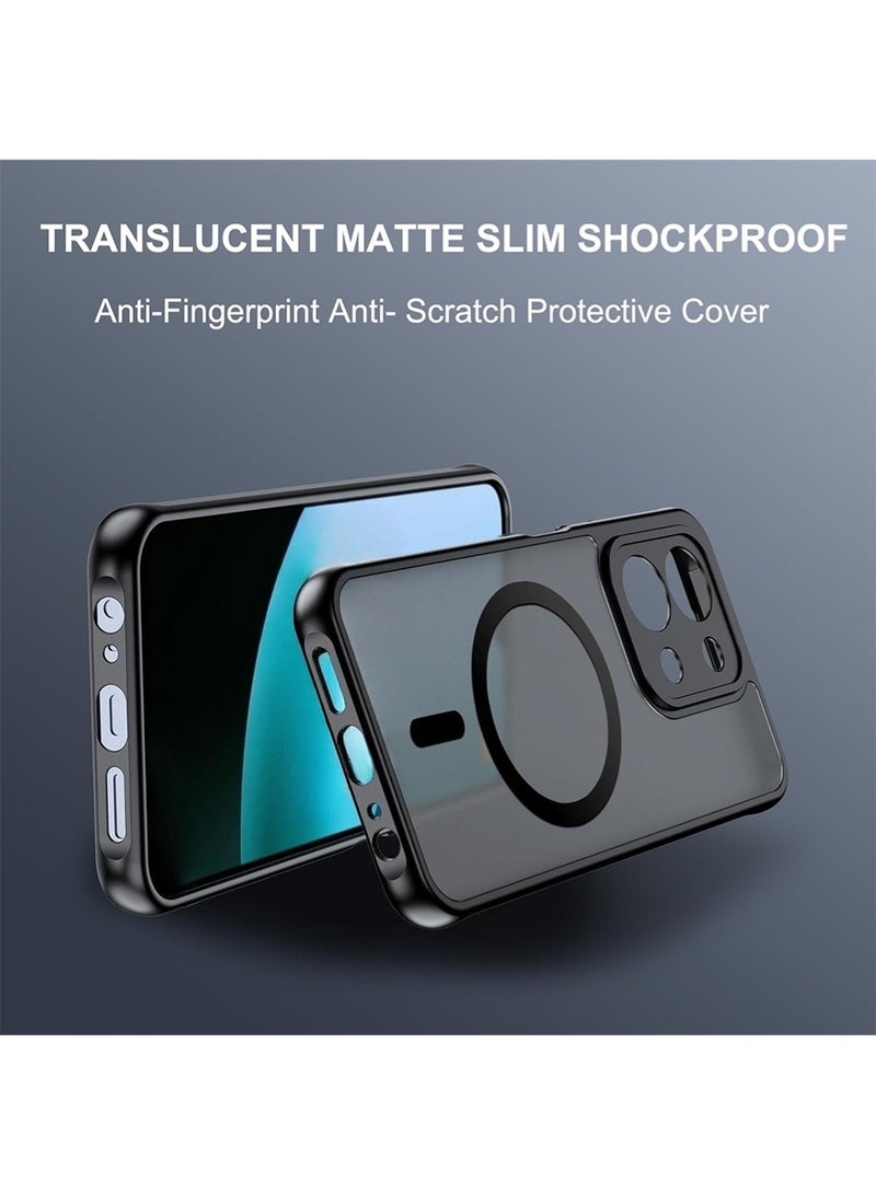 WRISTWISE Case Cover for Redmi 15C, compatible with MagSafe, flexible silicone protective case + TPU back cover, translucent matte ultra-thin shockproof protective cover, black - Image 3