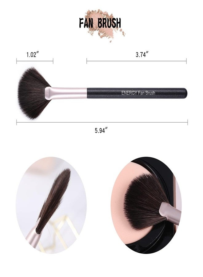 ENERGY Fan Brush Professional Blush Brush Soft Vegan Synthetic Makeup Brush for Face Highlighting,Buffing and Blending with Powder Cream Cosmetics Blusher Highlighter Applicator - Image 3