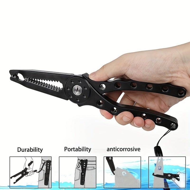 High Index PC Fishing Pliers with Hook Remover Non Slip Grip Lanyard and Lure Clamp - Image 5