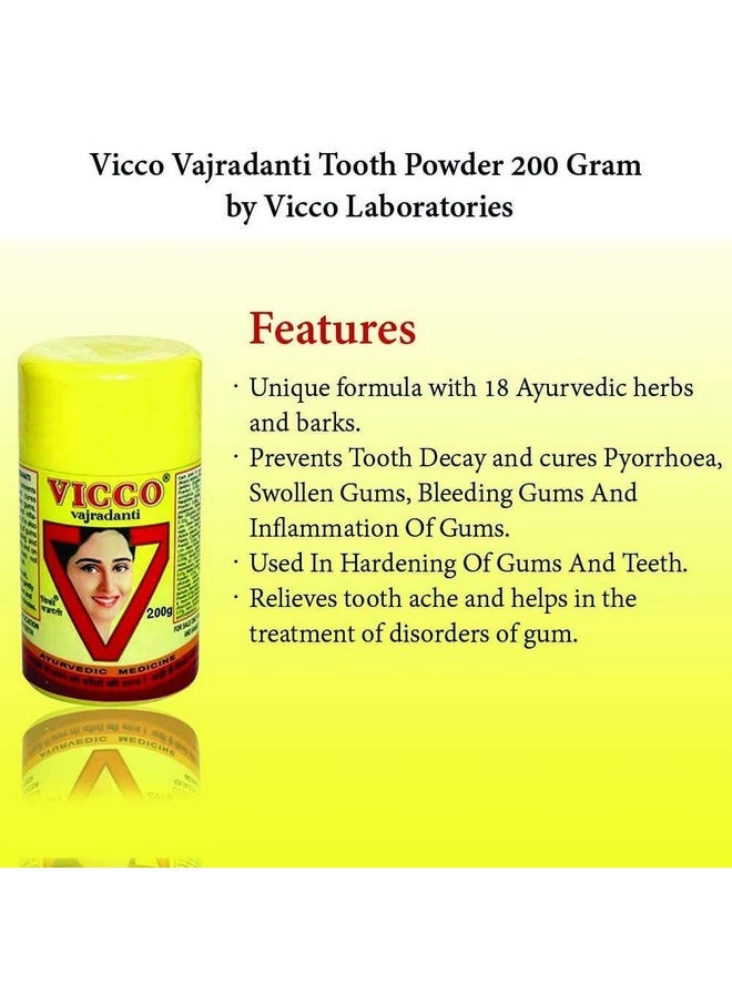 VICCO Icco Vajradanti Tooth Powder 200 Gram  - Image 3