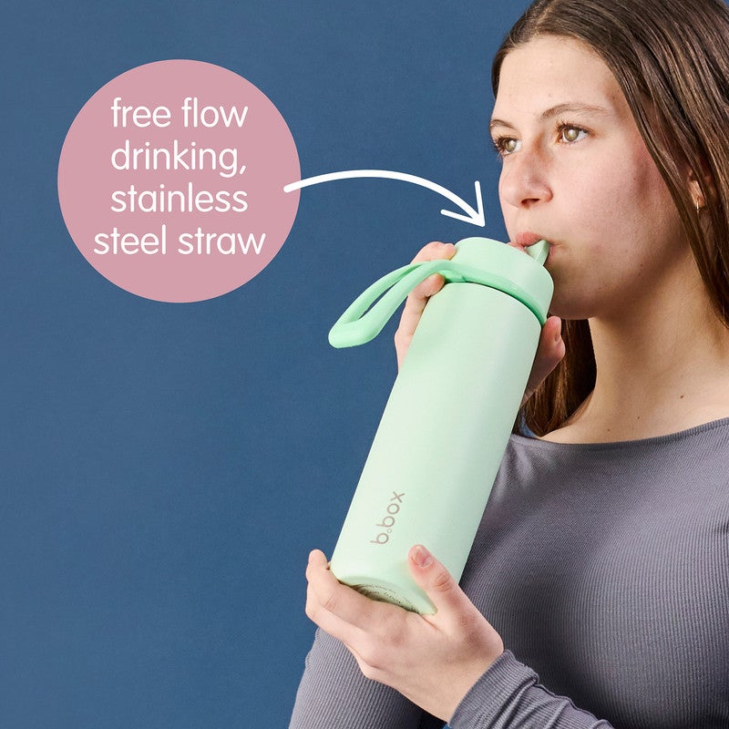 B.Box Insulated Flip Top Water Bottle with Straw | Stainless Steel | Leakproof & Cup Holder Friendly | BPA-Free | Keeps Drinks Cold up to 44 Hours | 690ml (23.3 fl oz)-Pink Paradise - Image 5