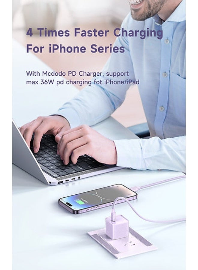 Mcdodo Fast Charging Cable CA-366 , Dichromatic Type-C to Lightning Cable 1.2m , PD  up to 36W and Data Transfer at 480Mbps , Two-tone Design Inspired by Ice Crystals , Durable PVC and Nylon Materials, Safe, Cool Charging and Stable Performance in Elegant Black - Image 3