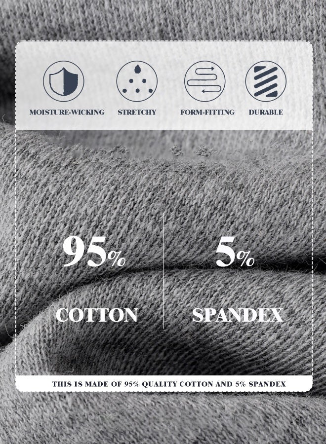 Men's 5-Pack Boxer Briefs - Mid-Rise, Anti-Chafing Stretch Cotton, Breathable Athletic Underwear in Assorted Colors (Black/Gray/Light Grey) - Available in L - Image 3