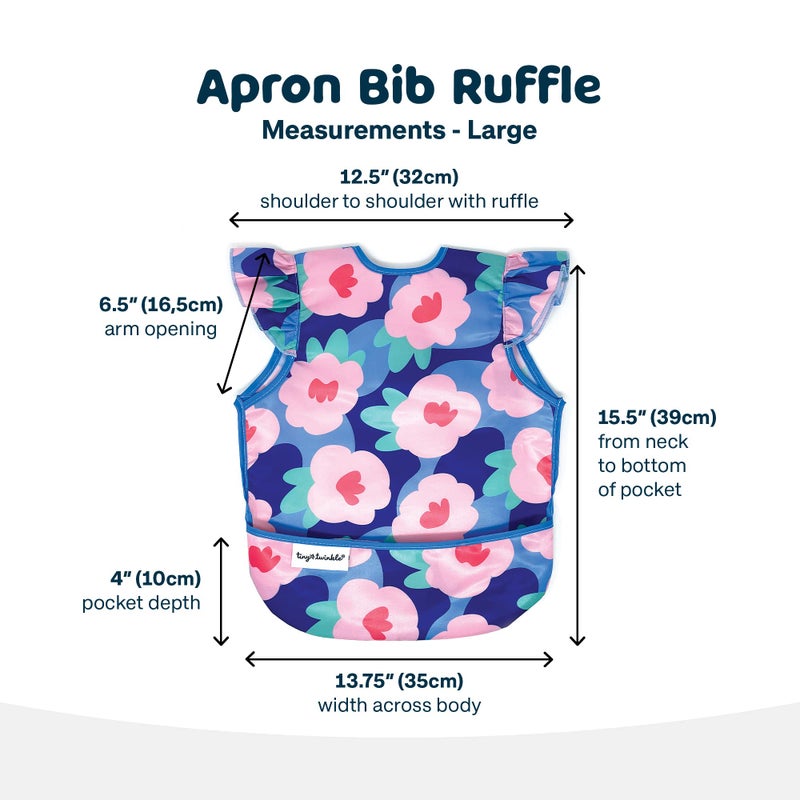 Tiny Twinkle Mess Proof Baby Bib for Girls | Waterproof Toddler Bib for Eating | Baby Apron for Feeding | Machine Washable | Perfect Shower Gift (Floral Blue, 2-4Y) - Image 5