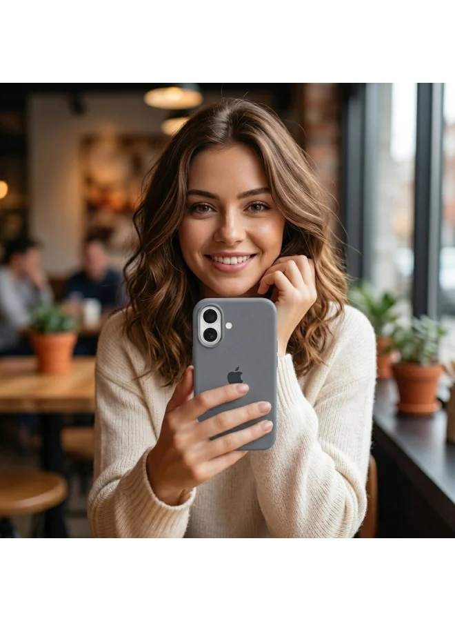 Mobcos Mobcos iPhone 17 Grey Elite Logo Mobcos iPhone 17 Grey Elite Logo Premium Silicone Magnetic Wireless Charging Case for iPhone | Silky Soft Touch | Military-Grade Shockproof Protection | Strong Magnetic Compatibility | Luxury Slim Cover  | Best Price UAE