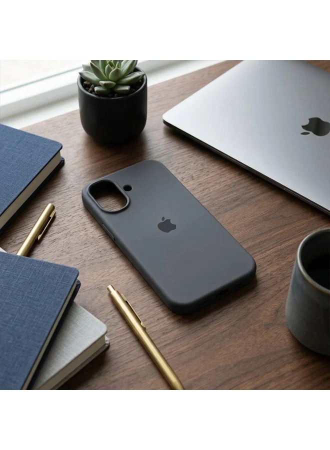 Mobcos Mobcos iPhone 17 Grey Elite Logo Mobcos iPhone 17 Grey Elite Logo Premium Silicone Magnetic Wireless Charging Case for iPhone | Silky Soft Touch | Military-Grade Shockproof Protection | Strong Magnetic Compatibility | Luxury Slim Cover  | Best Price UAE