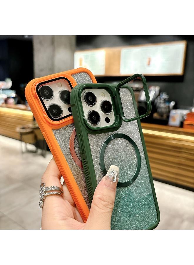 اس-توب جراب هاتف iPhone 15 من Magsafe مصنوع من مادة TPU الهجينة المصنوعة من الأكريليك بلون متدرج وبريق حبيبات الأقراص المضغوطة - Image 4