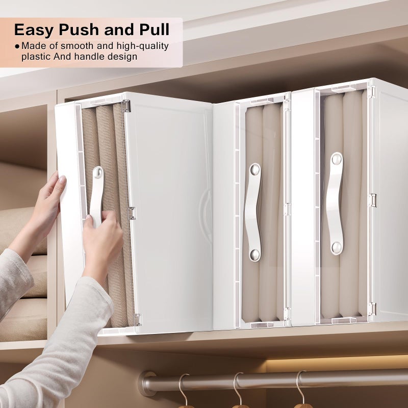 GUDEMAY Bed Sheet Organizers and Storage Plastic, 4 pcs Foldable Closet Organizer with Handle, Bedding Storage Box Container for Blanket, Duvet Cover Set, Bed Sheet Set, White - Image 5