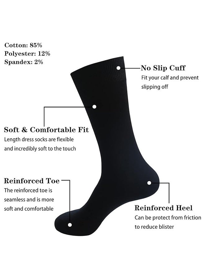 DUNISO 5 pcs of Men's Long Socks Formal Socks Pure Cotton Calfskin Business Soft Breathable Sports Long Casual Socks (Black) - Image 2