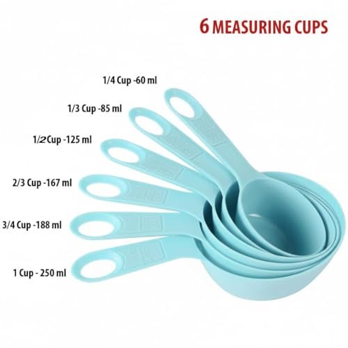 Freshdcart Measuring Cups and Spoons Set | Plastic Measuring Combo Set with Ring | Kitchen Baking & Cooking Tools - Image 3