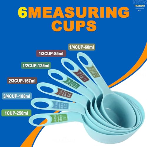 Freshdcart Measuring Cups and Spoons Set | Plastic Measuring Combo Set with Ring | Kitchen Baking & Cooking Tools - Image 5