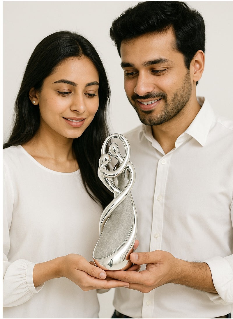 UPSCALE Extra Tall (30.5cm) Beautiful Love Couple Home Decor Item, Artefact, Statue for Home Decor, Living Room & Gifting| Silver and Glitter  - Image 1