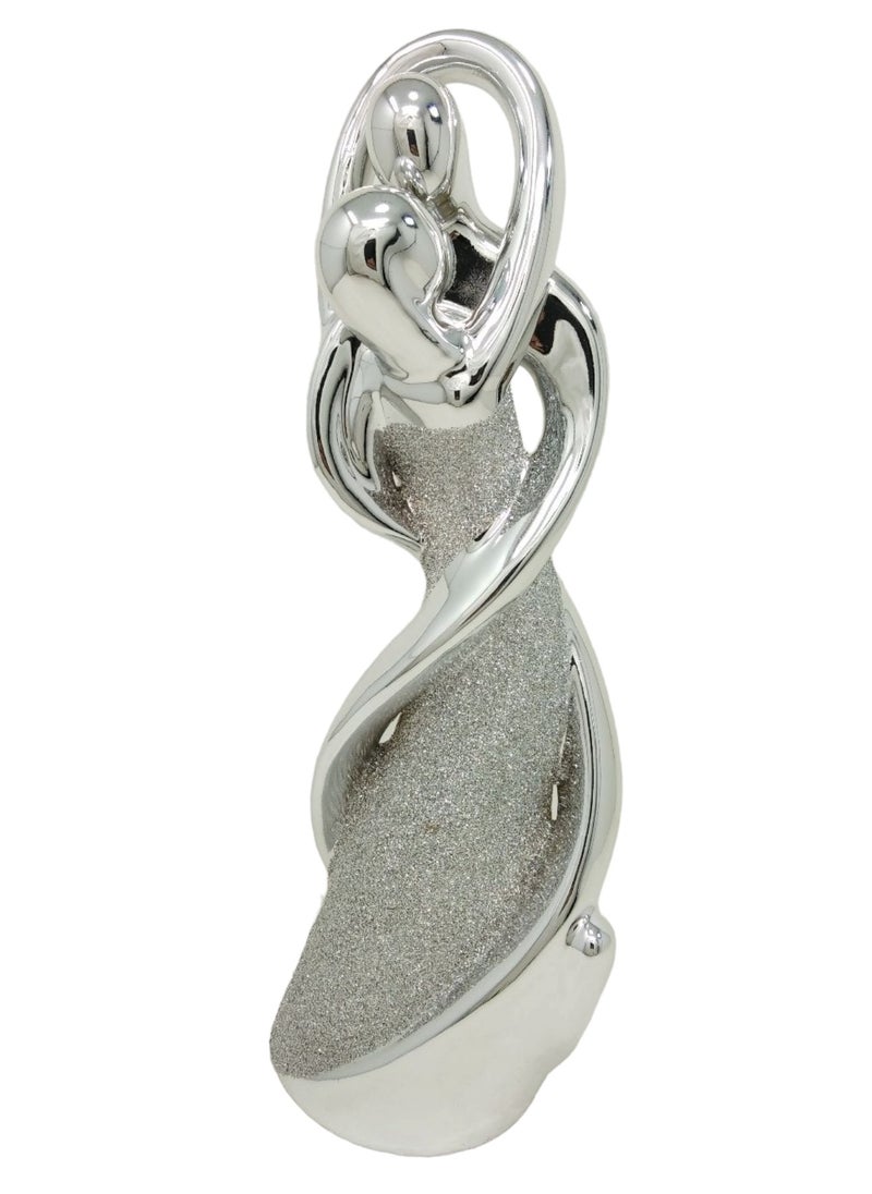 UPSCALE Extra Tall (30.5cm) Beautiful Love Couple Home Decor Item, Artefact, Statue for Home Decor, Living Room & Gifting| Silver and Glitter  - Image 2