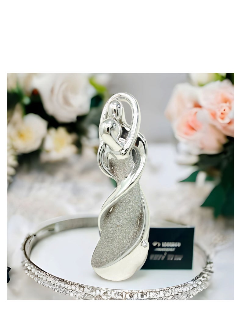 UPSCALE Extra Tall (30.5cm) Beautiful Love Couple Home Decor Item, Artefact, Statue for Home Decor, Living Room & Gifting| Silver and Glitter  - Image 5