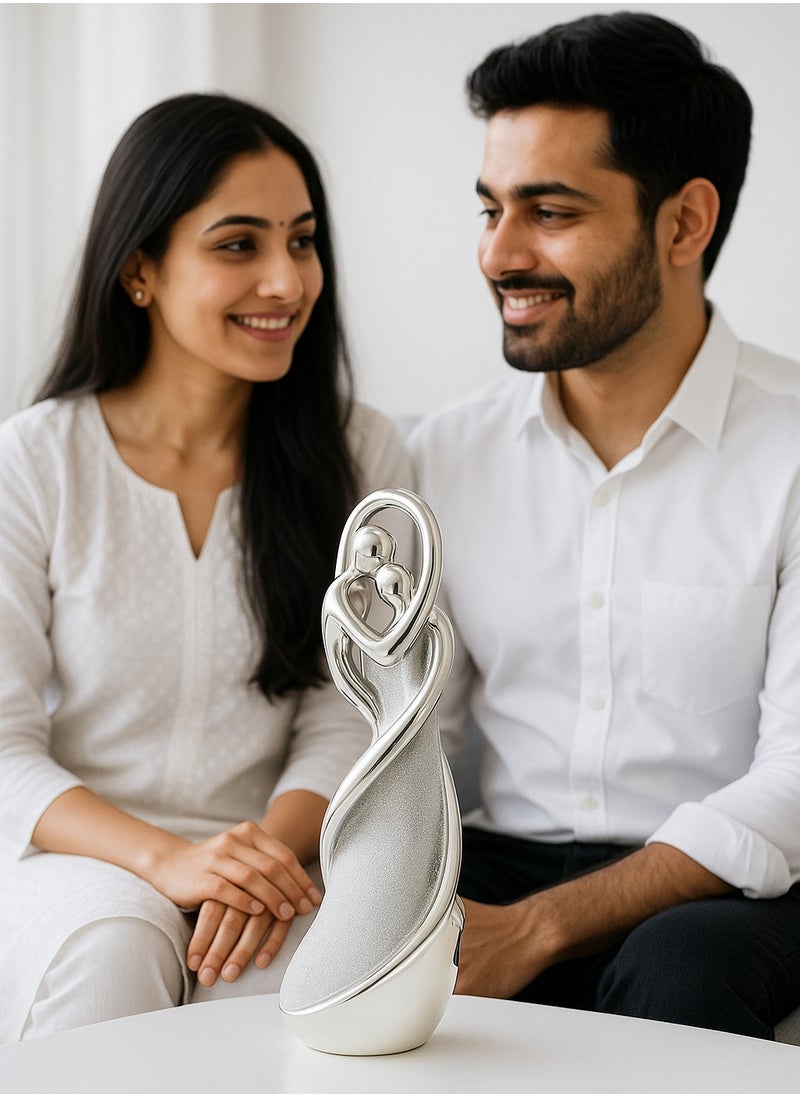 UPSCALE Extra Tall (30.5cm) Beautiful Love Couple Home Decor Item, Artefact, Statue for Home Decor, Living Room & Gifting| Silver and Glitter  - Image 3