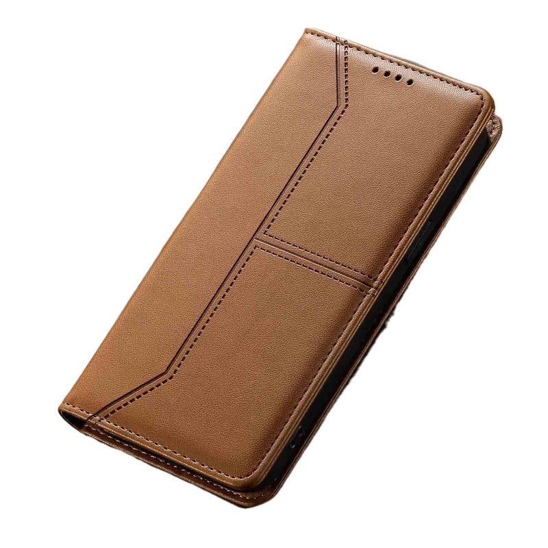 TPU Protective for Samsung Galaxy A36 with Strong Magnetic and Card Holder and Kickstand in Brown for Desk Setup - Image 1