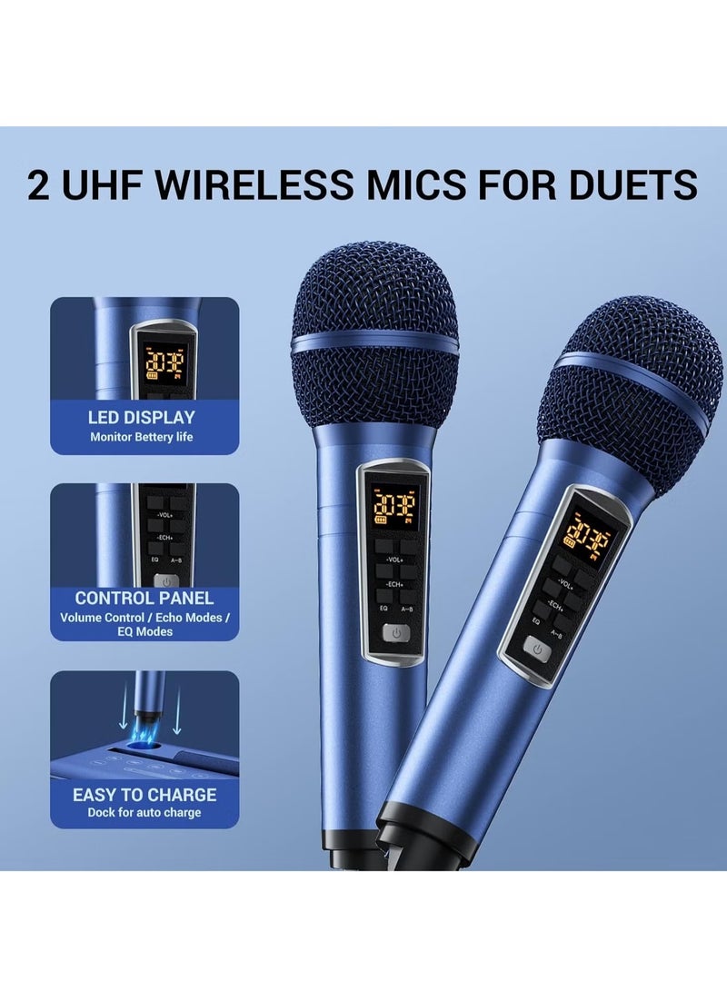 TIGER Karaoke Machine with Large Bluetooth Speaker & 2 Wireless Microphones | Powerful PA System for Home & Outdoor Parties, Weddings, Picnics – LED Lights, USB/TF/AUX Compatibility – Works with Android, iPad, TV, PC (K9) - Image 3