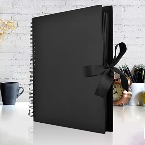 GOTIDEAL 12 x 12 Inch Scrapbook Album with 10 Metallic Markers,80 Pages Craft Paper Photo Album for Wedding and Anniversary, Family DIY Photo Album with Scrapbooking Stickers Corners(Black) - Image 5