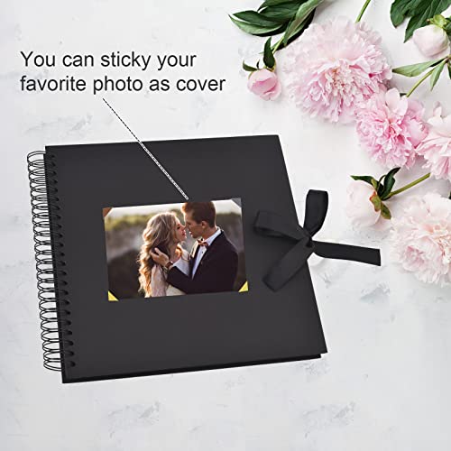 GOTIDEAL 12 x 12 Inch Scrapbook Album with 10 Metallic Markers,80 Pages Craft Paper Photo Album for Wedding and Anniversary, Family DIY Photo Album with Scrapbooking Stickers Corners(Black) - Image 4
