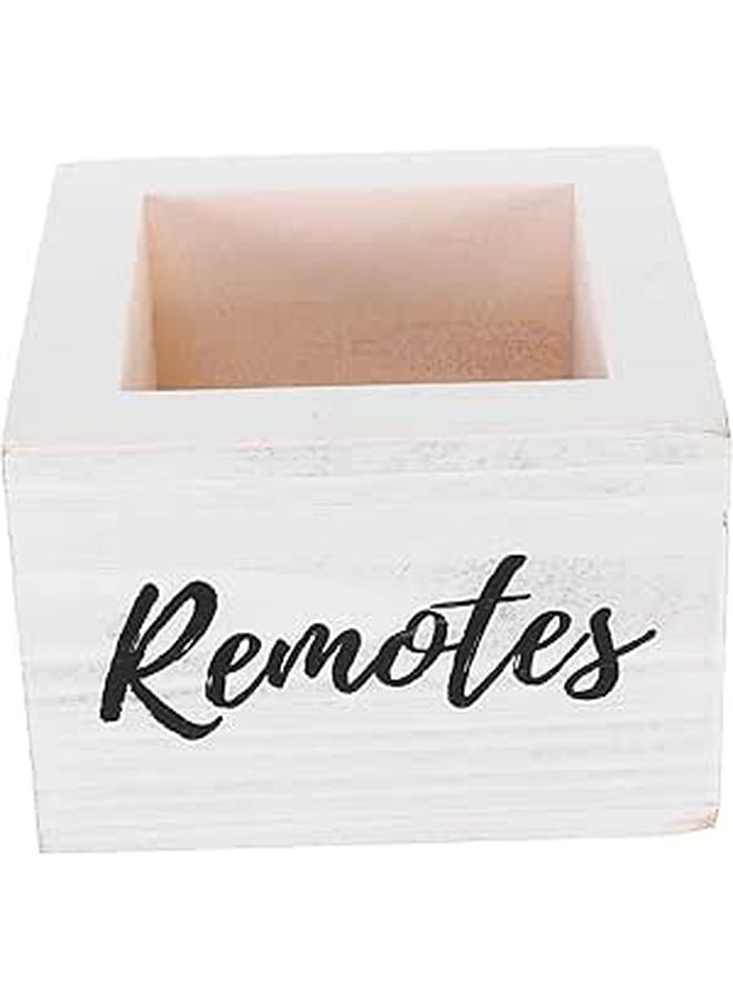 Wooden Desk Remote Control Organizer Compact Tv Holder Storage Cube - Image 1