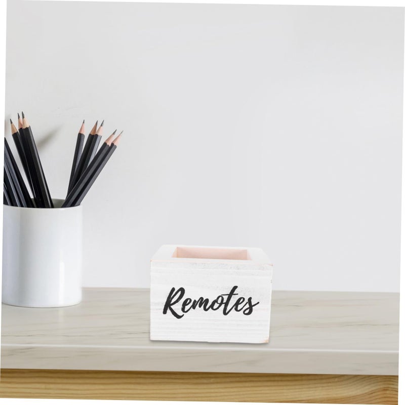 Wooden Desk Remote Control Organizer Compact Tv Holder Storage Cube - Image 5