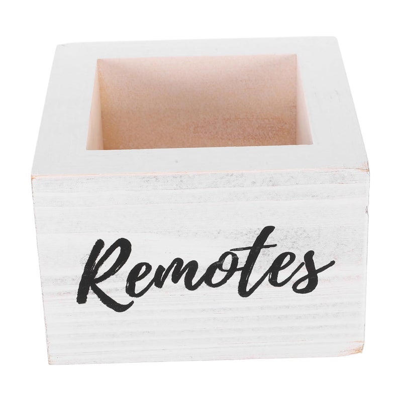 Wooden Desk Remote Control Organizer Compact Tv Holder Storage Cube - Image 2