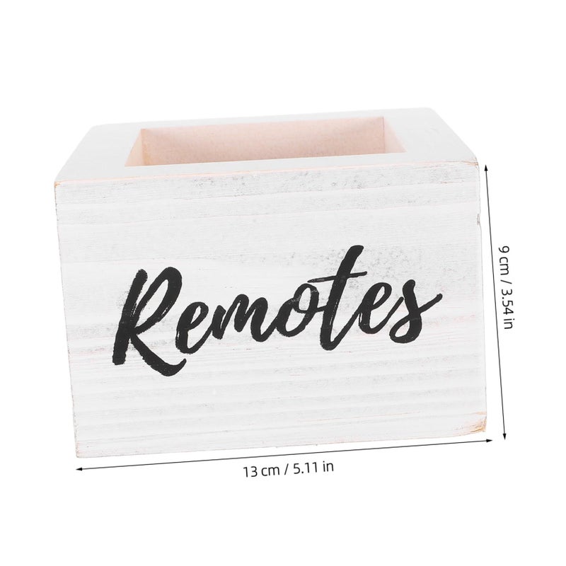 Wooden Desk Remote Control Organizer Compact Tv Holder Storage Cube - Image 3