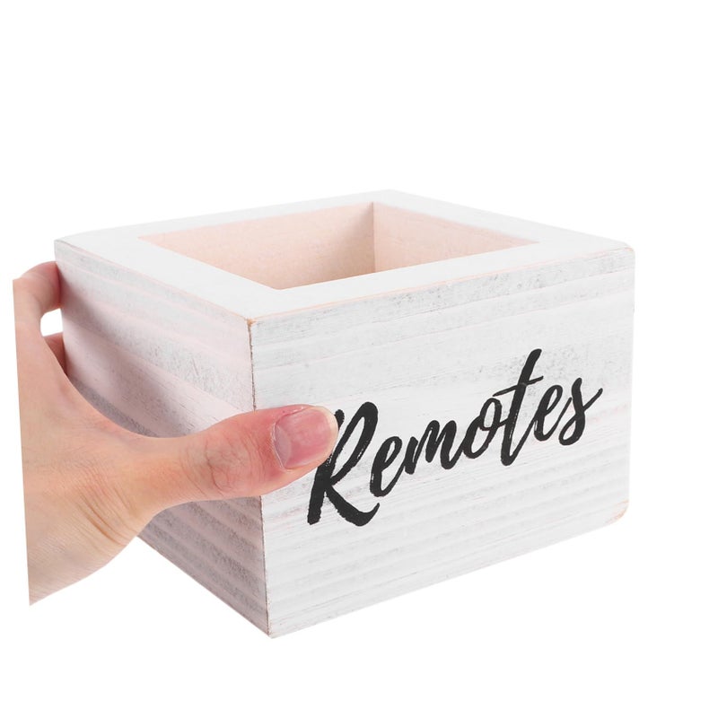 Wooden Desk Remote Control Organizer Compact Tv Holder Storage Cube - Image 4