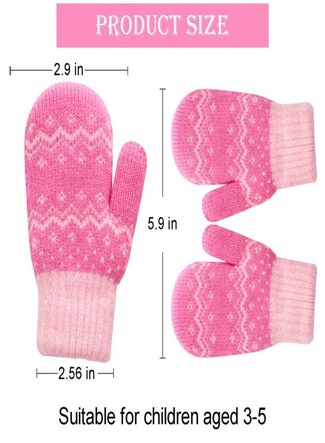 Eohak Winter Warm Knit Mittens for Girls Boys Wool Fleece Lined Mittens for 3-5 Years - Image 2