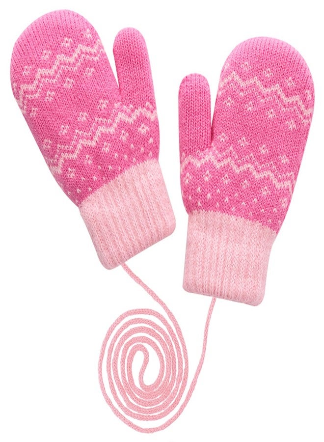Eohak Winter Warm Knit Mittens for Girls Boys Wool Fleece Lined Mittens for 3-5 Years - Image 1
