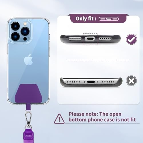 CACOE Phone Lanyard 2 Pcs Adjustable Neck Strap,4 Pcs Patches,Universal Crossbody Multifuctional Polyester Lanyards Compatible with Most Smartphones(Black+Purple) - Image 2