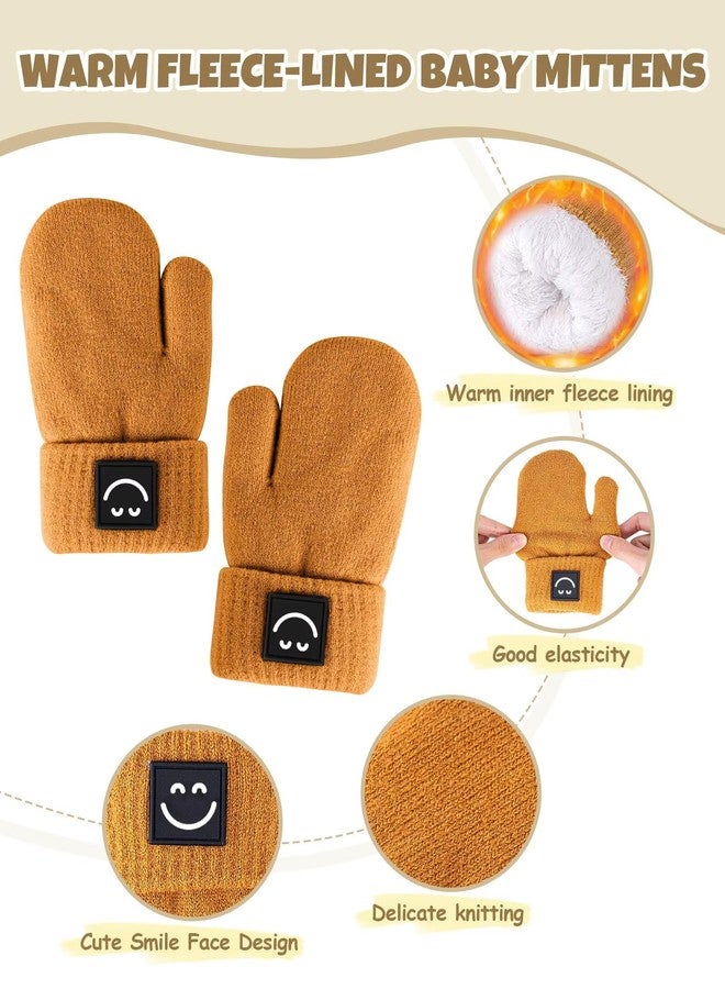 Hispeka Baby Beanie Mittens Scarf Set,Toddler Kids Winter Hat and Thermal Gloves Neck Warmer Set for Girls Boys Beige - Image 4