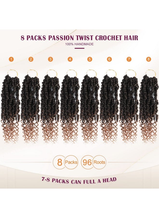Admutty - Passion Twist Hair Pretwisted Crochet Hair 12 Inch Passion Twist Crochet Hair 8 Packs Pretwisted Passion Twist Hair Short Pre Looped Crochet Hair For Black Women(1B/30) - Image 1