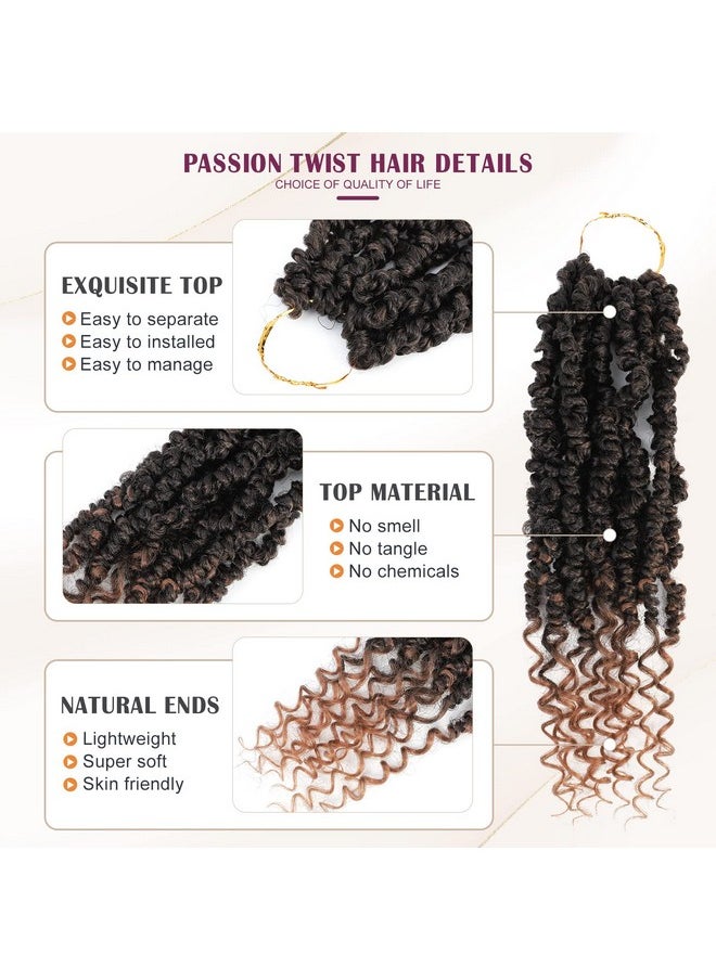 Admutty - Passion Twist Hair Pretwisted Crochet Hair 12 Inch Passion Twist Crochet Hair 8 Packs Pretwisted Passion Twist Hair Short Pre Looped Crochet Hair For Black Women(1B/30) - Image 1