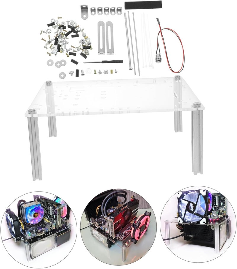 1Set Open Air Computer Frame Transparent Chassis Easy Installation Sturdy Base for Motherboards Durable Design for DIY Builds and Troubleshooting - Image 2