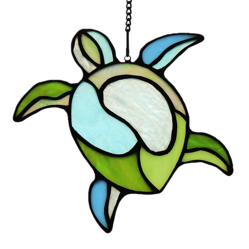 HAOSUM Sea Turtle Stained Glass Window Hangings Suncatcher OrnamentSea Turtle Decor for Bathroom OfficeNavy Beach Theme Decoration Gift for Parents Grandma Aunt Housewarming Gifts