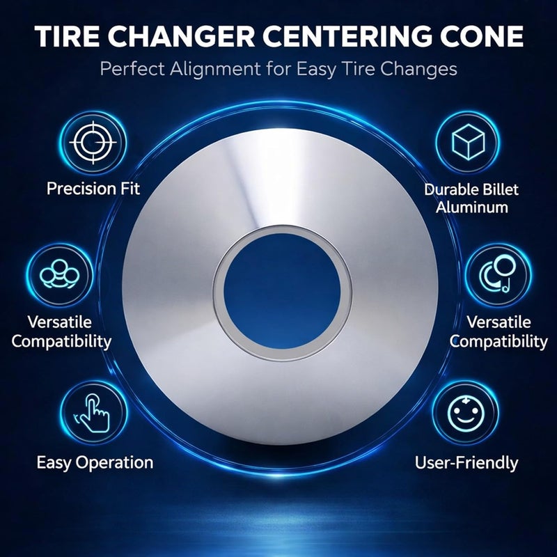Manual Tire Wheel Changer Centering Cone Billet Aluminum for 1.67in Diameter Center Post - Durable Construction, Scratch - Aluminum Wheel Balancer, Fits Cars and Trucks - Image 2