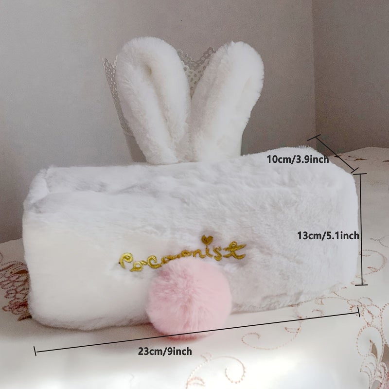 1pc Plush Rabbit Tissue Box Cartoon Cute Long Ears Cloth Cover Pink Car Decor Home Living Room Kitchen Bathroom Bedroom Office Accessories - Image 4