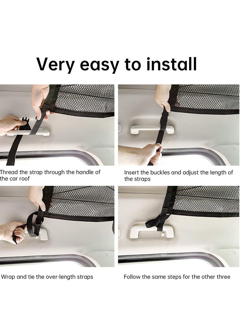 Double Layer Mesh SUV Interior Ceiling Cargo Storage Organizer Net with Adjustable Buckle and Extra Drawstring