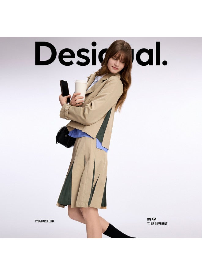 DESIGUAL تنورة ميدي A-line مطوية بتصميم ملون ss25 - Image 5